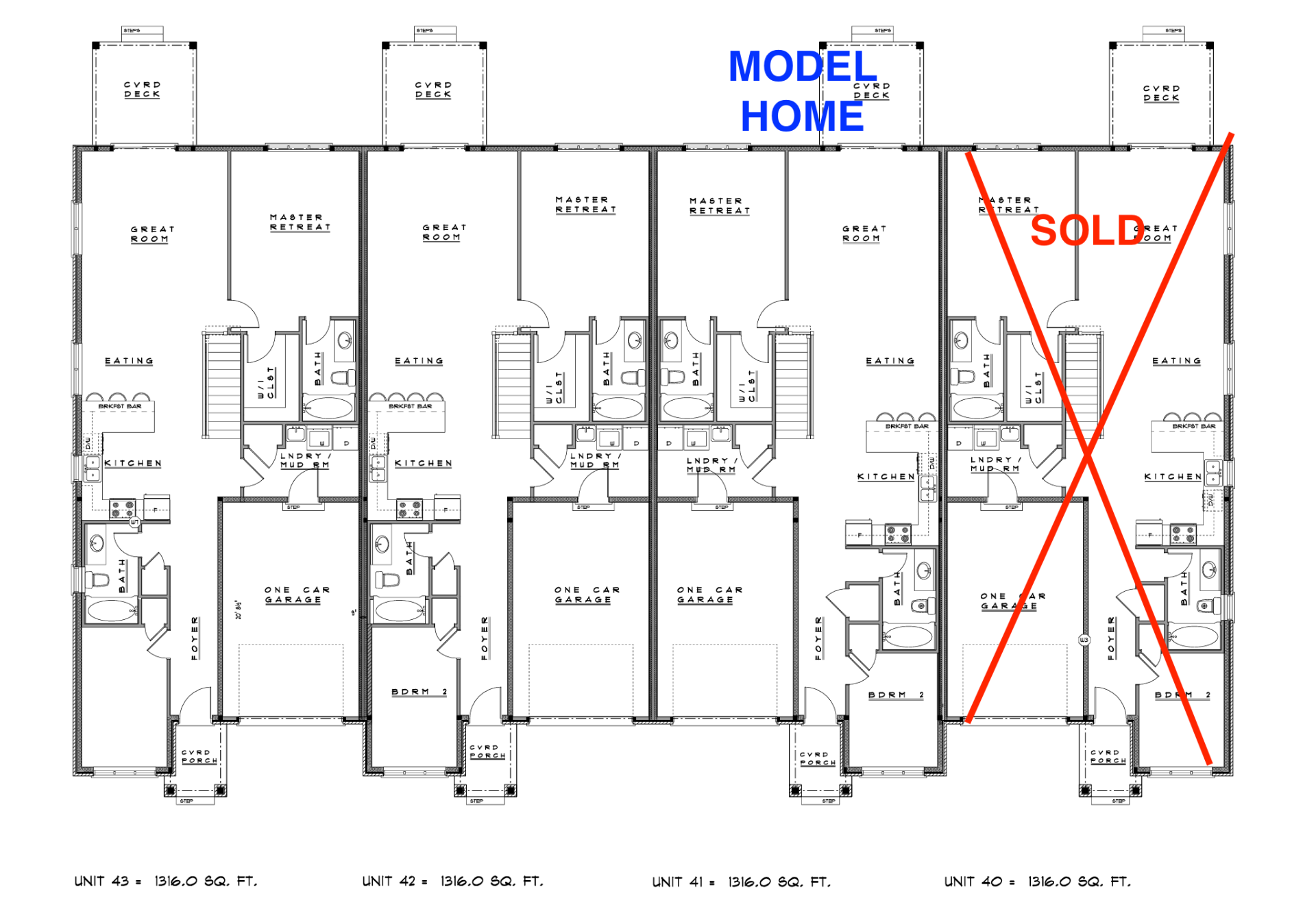 Units 40 – 43 Floorplan — Hansler Village Bungalow Townhomes